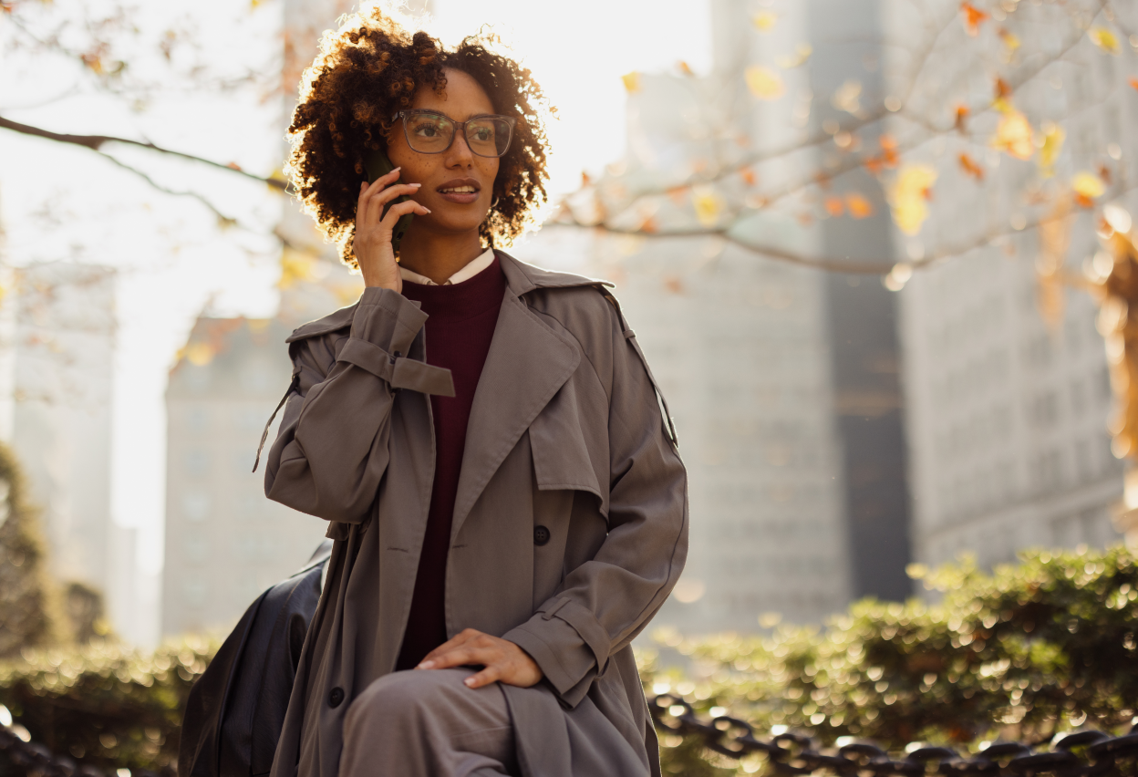 Woman on phone outside
